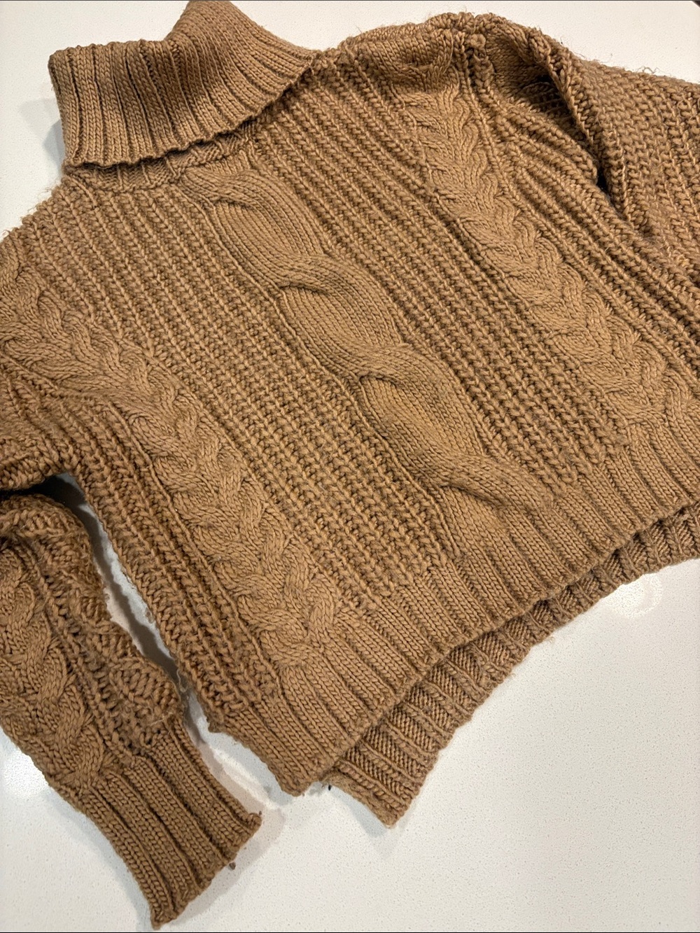For The Republic Chunky Cable Turtleneck Sweater - Brown